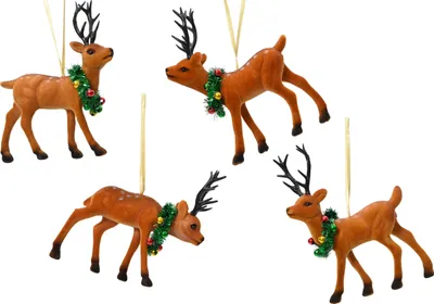 Produktbild von Christbaumschmuck Hirsch 12cm Kunststoff Samt 1 Stück sortiert Braun