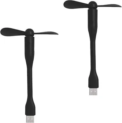 Image de Ventilateur USB pour batterie externe - mini ventilateur flexible - ventilateur compact rotatif à 360°, de couleur noire - idéal pour ordinateur portable, batterie externe, bureau et voyages