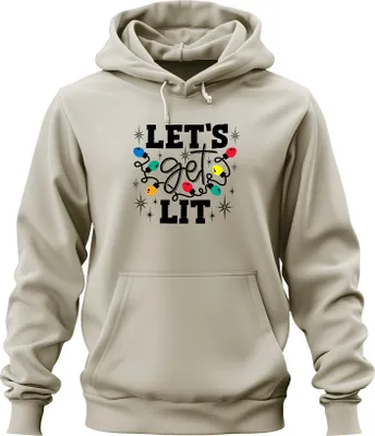 Produktbild von Let's Get Lit Weihnachten Lichterkette Weihnachtsfeier Party Uni Hoodie Kapuzenpullover, Natur, L