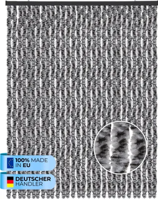 Produktbild von Flauschvorhang (120x220 cm) Türvorhang "Meliert Schwarz" als Insektenschutz für Balkon, Terrasse oder Wohnmobil, Wohnwagen, Pavillon
