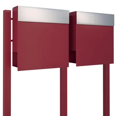 Produktbild von Briefkastenanlage Manhattan for Two in Rot mit Edelstahlklappe