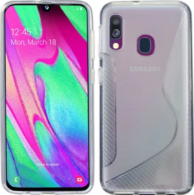 Produktbild von cofi1453® S-Line Hülle Bumper kompatibel mit Samsung Galaxy A40 (A405F) Silikonhülle Stoßfest Handyhülle TPU Case Cover Transparent