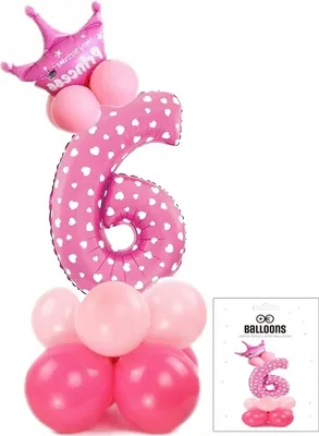 Immagine prodotto di Palloncino Rosa Con Il Numero 6 Per La Decorazione Di Un Compleanno