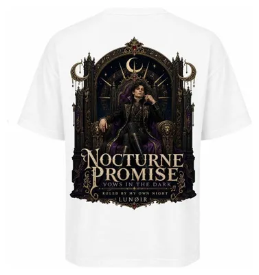Immagine prodotto di T-shirt oversize da donna, colore bianco, taglia L – T-shirt in cotone con stampa del motivo "Ewige" – LUNØIR ©