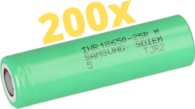 Immagine prodotto di 200x Samsung INR18650-25R 3,6 V 2550 mAh 8C 20A