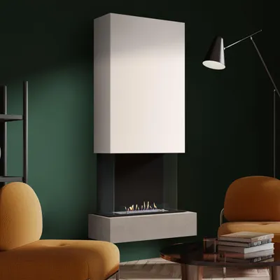 Produktbild von muenkel design Sona [moderner Design Ethanolkamin]: Concrete (Betonoptik) - Weiß - Planika Senso