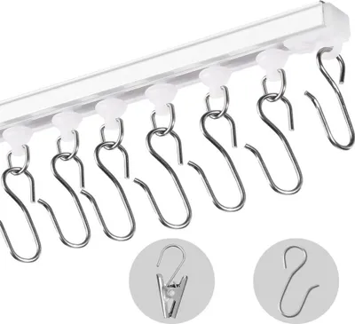 Image de Rails pour rideaux au plafond 3m - Crochets autocollants - Supports pour rideaux au plafond - Montage facile - Idéal pour les pièces à vivre