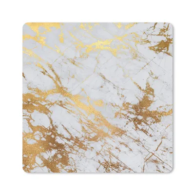 Produktbild von MuchoWow® Mauspad Mousepad Marmor - Gold - Weiß 20x20 cm - Mousepads - Maus Mat - Pad - Mausunterlage - Desk Mat - Bureauartikeln