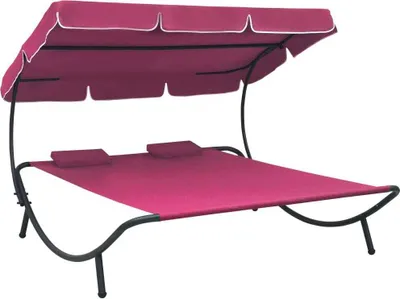 Produktbild von Sonnenliege mit Sonnendach und Kissen Rosa