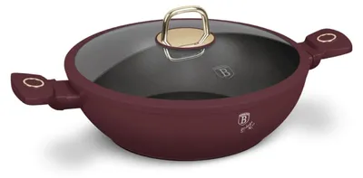 Zdjęcie produktu dla Wok z pokrywką, dwoma uchwytami i pokrywką, 30 cm, kolekcja Leonardo, Berlinger Haus BH 8035
