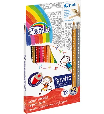Produktbild von Fiorello Super Soft Bleistifte 12 Farben + 2 e Dreiecksspitzer 170-2150
