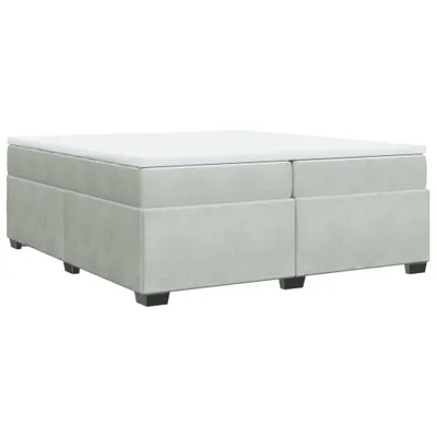Produktbild von Boxspringbett mit Matratze Hellgrau 200x200 cm Samt