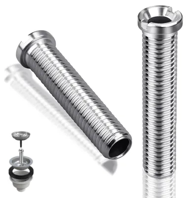 Obrázek produktu pro Holle závitové připojení M12x50 mm, sifon, odpadkový ventil, nerezová ocel, kuchyňský odpadkový ventil, 50 mm pro keramické dřezy a umyvadla - sada 2 kusů