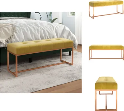 Image de vidaXL Banc jaune moutarde 110x36x45 cm Velours - Bancs de coffre et de couloir