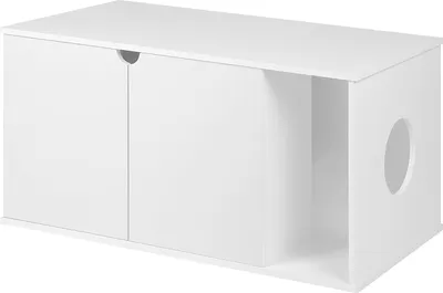 Produktbild von Eugad Katzenschrank Weiß, B105xH51xT53 cm, Magnetverschluss, E1 Spanplatte, Metall, 60 kg, ideal als Katzenklo-Versteck, Katzenhütte, kleine Hundehütte (Indoor), Aufbewahrungsschrank und Nachttisch