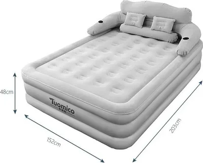 Zdjęcie produktu dla Nadmuchiwane łóżko powietrzne – materac powietrzny z wbudowaną pompką – 152×203×48 cm – materiał EVA – do biwakowania i do domu – biały