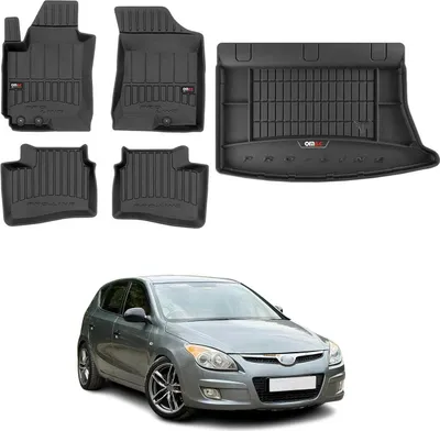 Immagine prodotto di Set di tappetini e fodere per bagagliaio OMAC per Hyundai i30 2007-2012 in gomma nera 5x