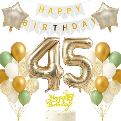 Productafbeelding van Feestelijke verjaardagsdecoratie 45 jaar met cijfersballon