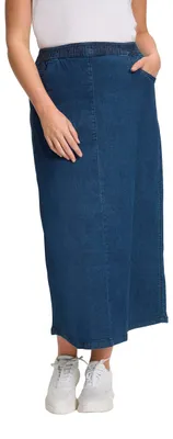Produktbild von Ulla Popken Damen Jeansrock Dark Blue Denim 54+