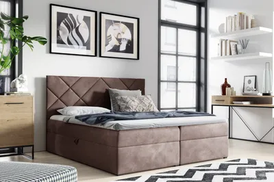 Obrázok produktu pre Čalúnené dvojlôžko DINO - 140x200, hnedá 2 + topper ZDARMA