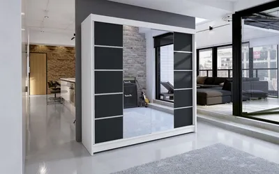Produktbild von Kleiderschrank TABITHA 5 – Breite 180 cm, weiß / schwarz