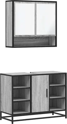 Immagine prodotto di vidaXL Set di mobili da bagno 2 pezzi in legno grigio Sonoma