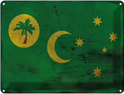 Produktbild von vianmo Blechschild 30x40 cm Kokosinseln Cocos Islands Flagge Fahne Wappen