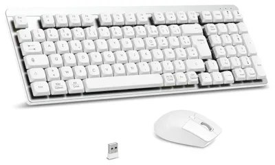 Produktbild von LeadsaiL FA98 Mechanische Tastatur, kabellos, mit Tastatur und Maus mit rotem Sc