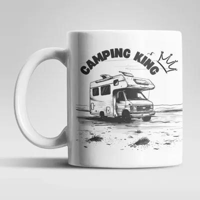 Produktbild von Camping King und Queen Set Kaffeetasse Teetasse Tasse Geschenkidee 325 ml – King