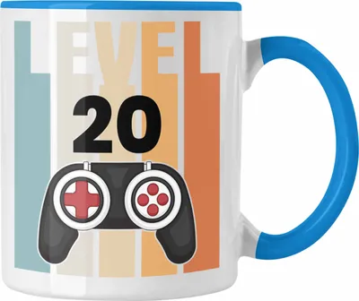 Produktbild von Trendation - 20. Geburtstag Tasse Gamer Jungs Jungen Geschenkidee zum Geburtstag Lustig Zwanzig (Blau)