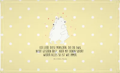 Produktbild von Mr. & Mrs. Panda gesichtshandtuch Eisbär Umarmen - Gelb Pastell - Geschenk, Handtuch 50x100, Flauschtuch, kleines, Lustige Sprüche
