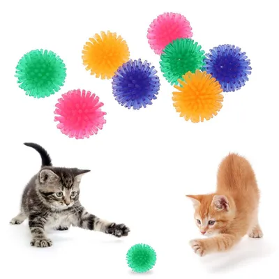 Produktbild von Katzenspielzeugbälle 8 Stück 3,5 cm Kaubälle Bunte Stichbälle Interaktives Jagdspielzeug für Katzen Kätzchen