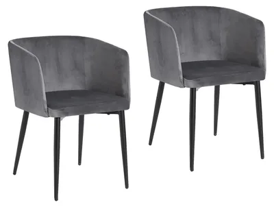 Produktbild von Destin Stuhl 2er-Set, Grau, gepolstert, mit Armlehnen, gemusterte Rückenlehne, 58x73x56 cm