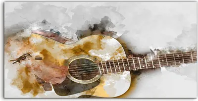 Produktbild von Coloray Glasbild 140x70  Wandbild Glasbilder Deko Malerei Gitarre spielen Gitarrist