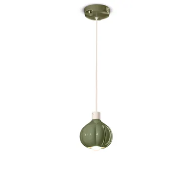 Zdjęcie produktu dla Żyrandol Decò Vintage Afoxe' Aluminium Ceramic Sage Green 1 Light E14