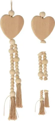 Image de Pendentifs décoratifs en bois « Cœur » style bohème et écolo