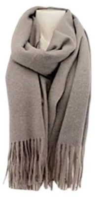Produktbild von Damenschal Soft Cashmera » Fransenschal 180 x 70 cm » Winter Damen Schal » Herbst / Winter Schal: Taupe Farbe: Taupe