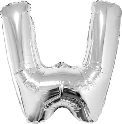 Produktbild von XXL Buchstaben Folienballon 100 cm - Silber Buchstabe W