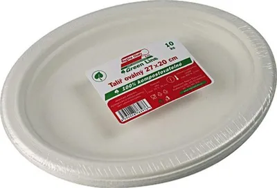 Produktbild von 10 Stück ovale Zuckerrohr-Teller 26x19cm, wasser- und fettbeständig, mikrowellengeeignet