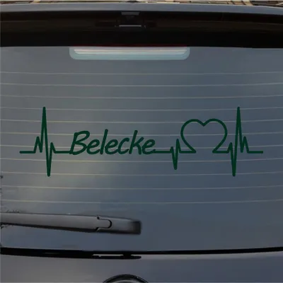 Produktbild von Heckscheibenaufkleber Belecke Herzschlag Puls Stadt Liebe 55x16 cm Dunkelgrün Auto Aufkleber Sticker