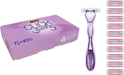 Immagine prodotto di Bic Click 5 Soleil Rasoio ricaricabile da donna 10 ricariche da 3 lame Striscia lubrificante viola