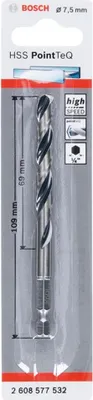 Produktbild von Bosch HSS PointTeQ HEX Metallbohrer DIN338 7,5mm, 1er VE, 2608577532