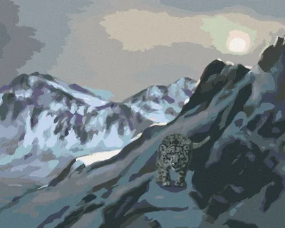 Produktbild von Zuty - Malen nach Zahlen - SCHNEELEOPARD AUF EINEM FELSEN (D. RUSTY RUST), 40x50 cm, mit Keilrahmen (bereits gespannt)