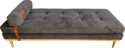 Produktbild von SalesFever Daybed | inkl. Kopf- und Nackenstütze | Bezug Strukturstoff | Gestell Heveaholz | B 180 x T 75 x H 42 cm | anthrazit – natur