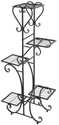 Imagen del producto de Estantería para flores, con 5 estantes de metal. Soporte para flores. Estantería para plantas. Dimensiones: 107 x 22 x 57 cm