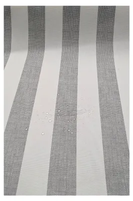 Produktbild von Streifen Tischdeckenstoff beschichtet - Wachstuch Meterware, wasserabweisender Dekostoff, abwaschbarer Acrylstoff mit Blockstreifen, Farbe: 061 hellgrau
