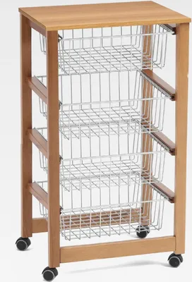 Produktbild von ARREDAMENTIITALIA Küchenwagen GINGERONE, Holz - 4 Körbe - Farbe: Kirsche Holz AR-It il Cuore del Legno