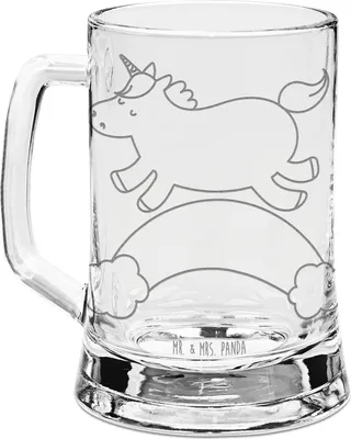 Produktbild von Mr. & Mrs. Panda Humpen Einhorn Regenbogen - Transparent - Geschenk, Glaskrug Mit Gravur, Krug, Glitzer, Bierseidel, Glas Bierkrug, Erwachsenwerden, Unicorn, Einhornpower