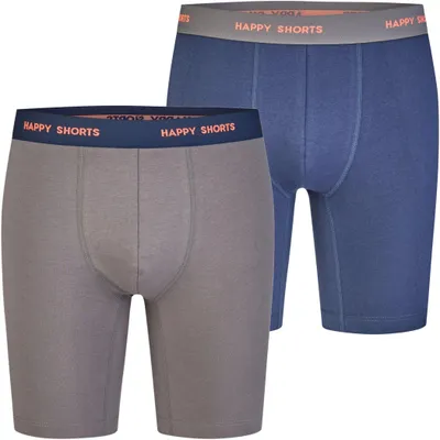 Produktbild von Happy Shorts Herren Langer Boxer Jersey 2-Pack grey-navy - Größe L