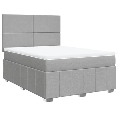 Produktbild von Boxspringbett mit Matratze Hellgrau 160x200 cm Stoff